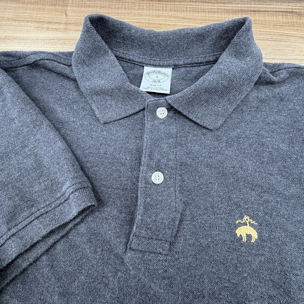 Brooks Brothers Mens Polo Shirt Small Gray Performance Polo Slim Fit